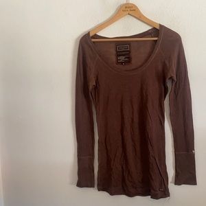 EZRA FITCH SOLID BROWN LONG SLEEVE SHIRT MEDIUM